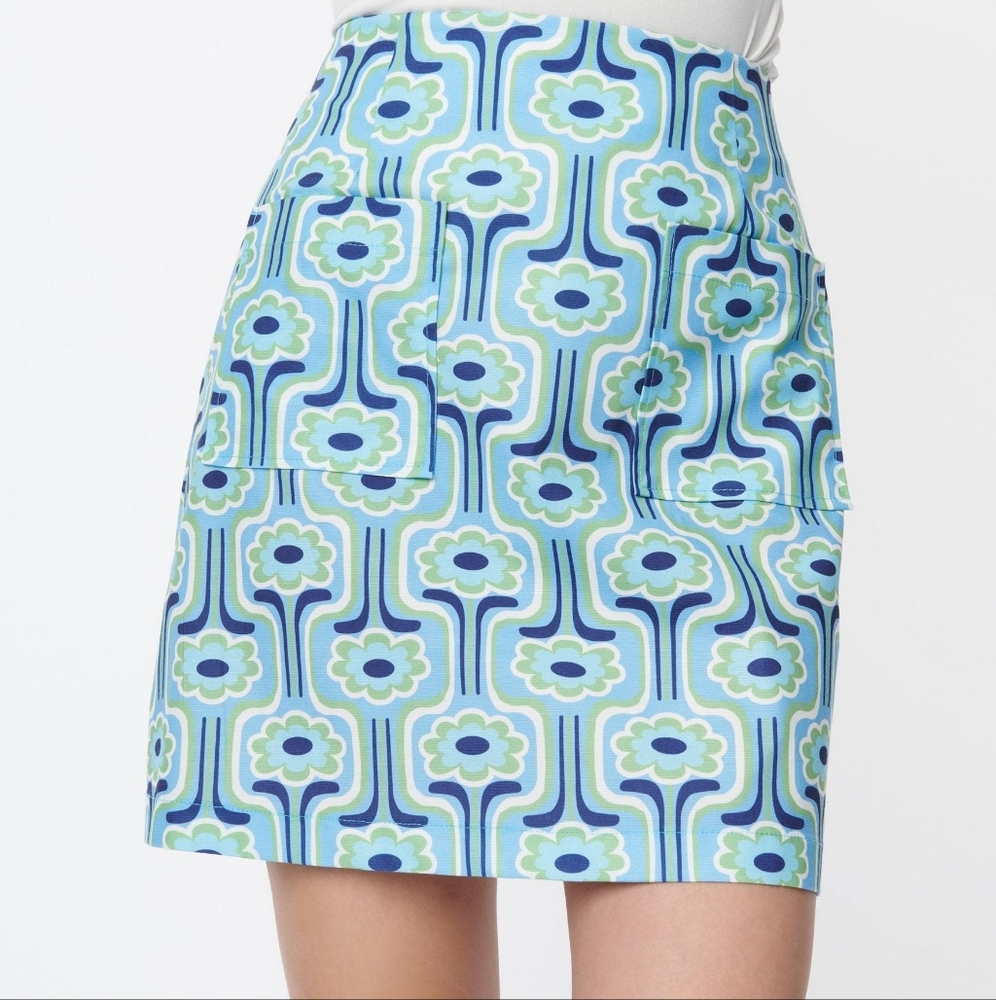 Floral Patterned Skirt - Blue and Green